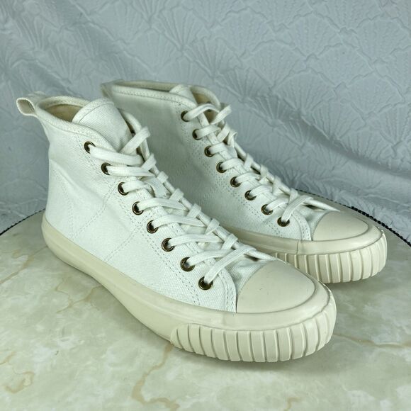 J. Crew Classic High Top Sneakers Women Sz 6 Ivory Canvas Lace Up Comfort Shoes - Picture 2 of 13